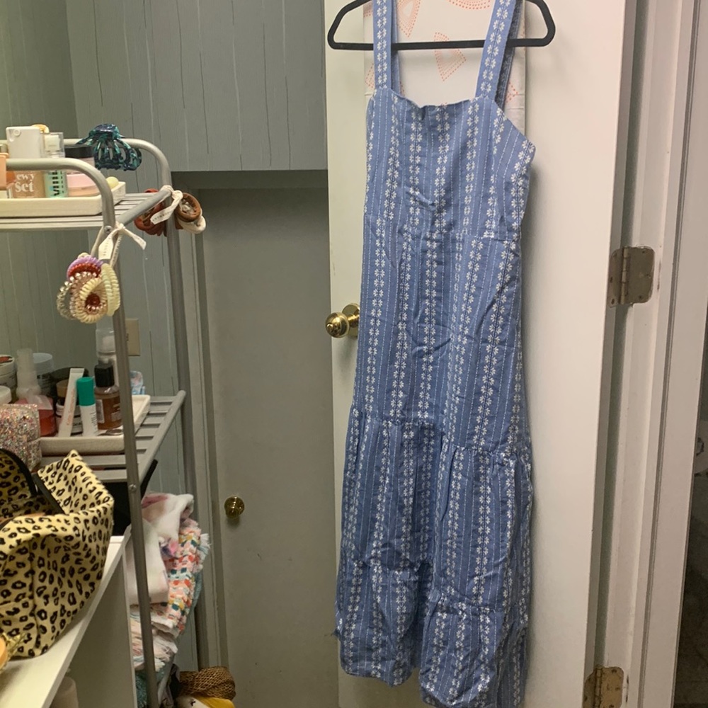 Madewell embroidered button-back tiered sundress, size 4